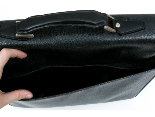 Louis Vuitton Handsome Black Leather Briefcase