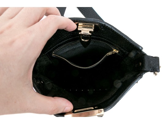 Valentino Bold Studded Black Leather Shoulder Bag