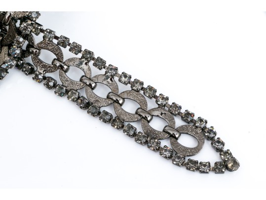 Fabulous Vintage Metal And Rhinestone Adjustable Belt