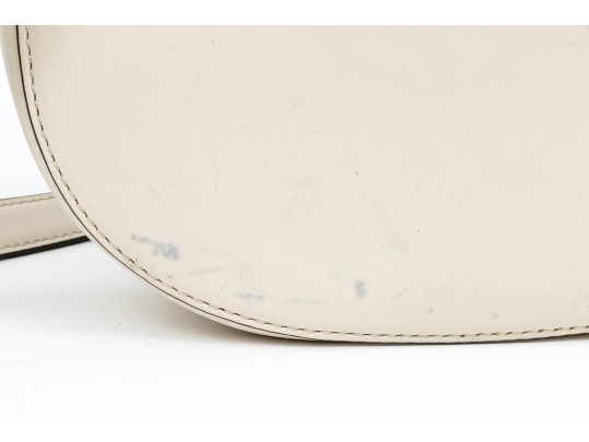 Sandro Contemporary Ivory Leather Flap Shoulder Bag, Chain Decorated Strap