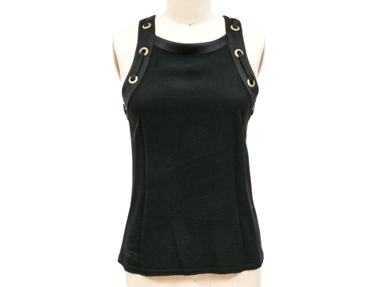 Ramy Brook Beautiful Black Grommet Decorated Sleeveless Tank, Size XS Or S