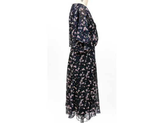Ralph Lauren Blue Chiffon Floral Dress, Size 6