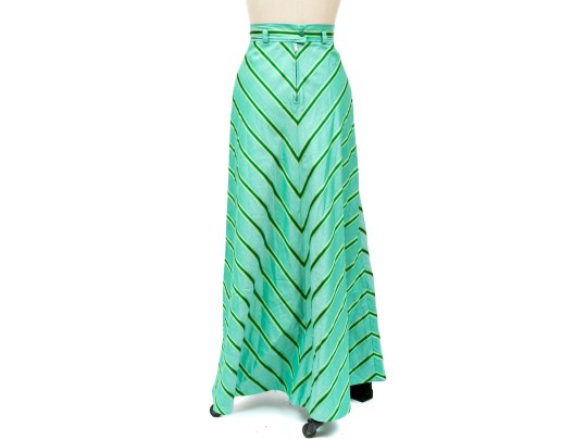 Etro Fabulous Green Striped Maxi Skirt, Size 40, $1100 Retail