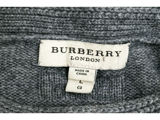 Burberry Classic Grey Cashmere Sweater, Size Large