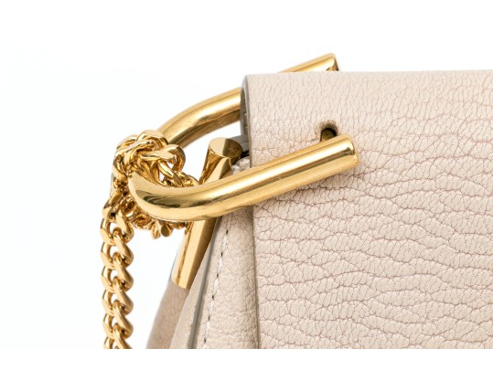 Chloe Chic Small Ivory Leather Flap Shoulder Bag, Chain Strap