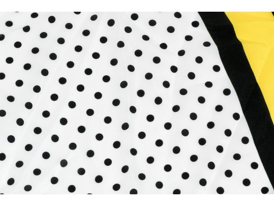 Carolina Herrera Black, Ivory And Yellow Polka Dotted Scarf
