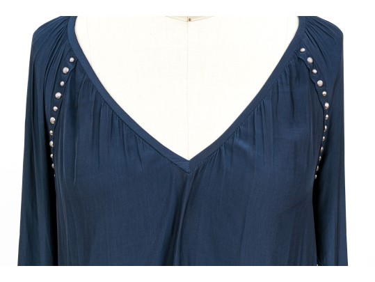 Ramy Brook Striking Navy Blue Studded Blouse, Size XS