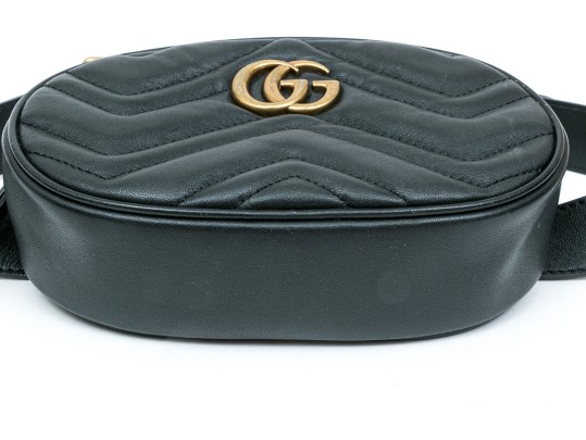 Gucci Striking Black Quilted Leather Marmot Belt Bag