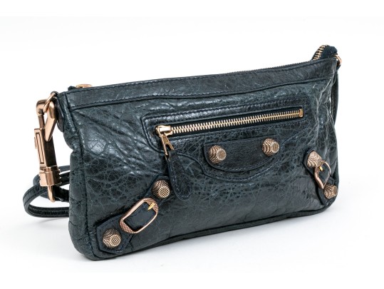 Balenciaga Handsome Blue Leather Shoulder Bag