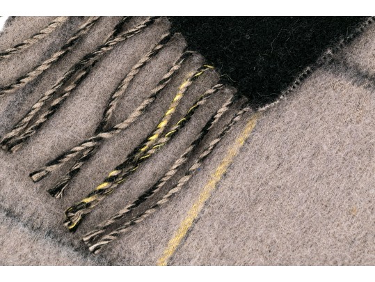 Christian Dior Classic Black And Tan Merino Wool Reversible Plaid 50