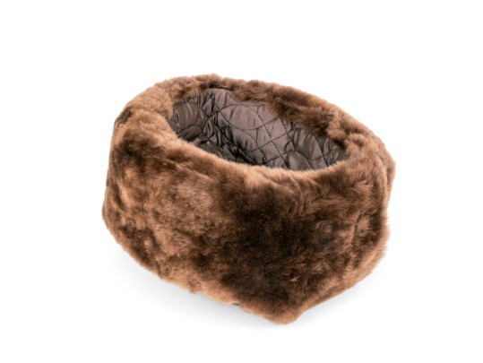 Baltic Rim Trading Company Vintage Brown Mouton Fur Trappers Hat, Size 58