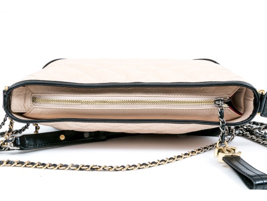 Chanel Striking Black And Tan Leather Gabrielle Hobo Bag