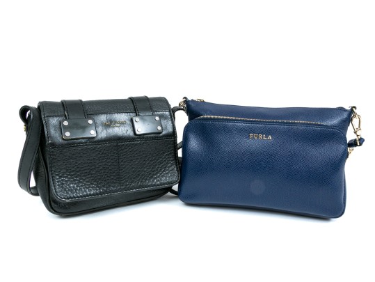 Lot Of Blue Leather Furla And Black Leather Rag & Bone Shoulder Bags
