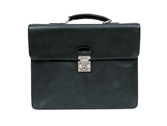Louis Vuitton Handsome Black Leather Briefcase
