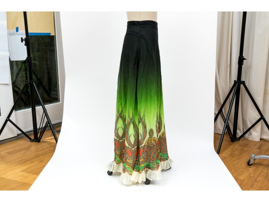 Etro Striking Black And Green Ombre Maxi Skirt, Size 40, $1200 Retail