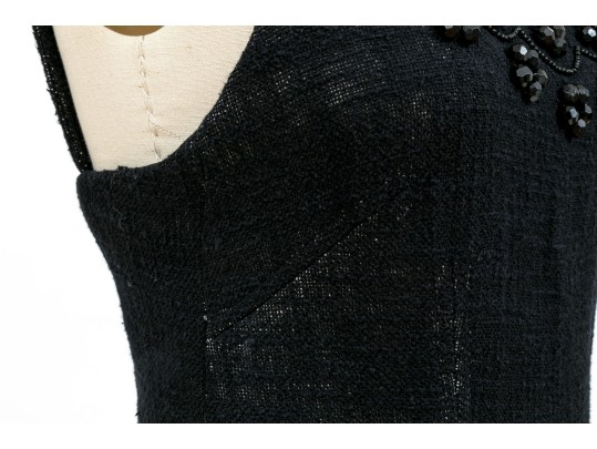 Milly Beautiful Black And Ivory Bedazzled Tank Sheath, Size 4