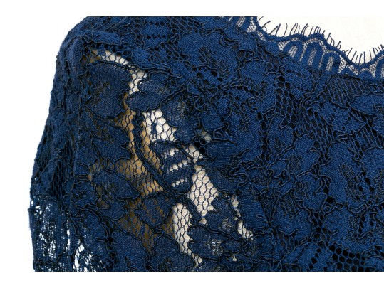 Diane Von Furstenburg Classic Navy Blue Long Sleeve Lace Sheath, Size 4