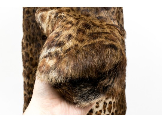 Linda Richards NY Beautiful Raccoon And Rabbit Leopard Print Jacket, Size S