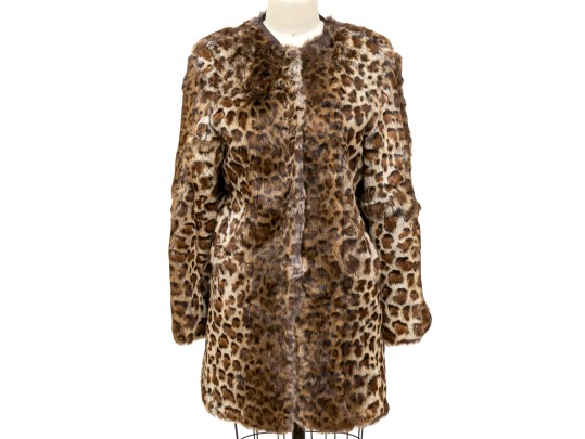 Linda Richards NY Beautiful Raccoon And Rabbit Leopard Print Jacket, Size S