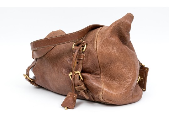 Prada Wonderful Brown Deerskin Hobo Bag