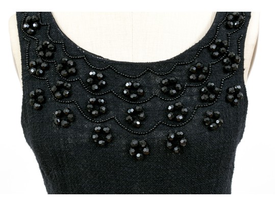 Milly Beautiful Black And Ivory Bedazzled Tank Sheath, Size 4