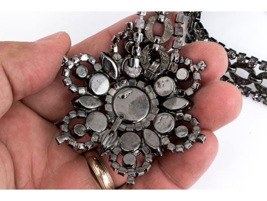 Fabulous Vintage Metal And Rhinestone Adjustable Belt