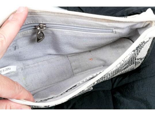 Group Of Assorted Fashion Items, Including Sunglasses, Makeup Bag, And A Quilted Handbag