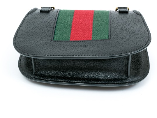 Gucci Stunning Black Leather Linnea Butterfly Bedazzled Clutch Bag