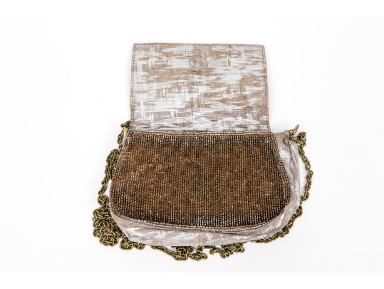 Deepa Gurnani For Trina Turk Beautiful Burnout Leather Clutch/shoulder Bag