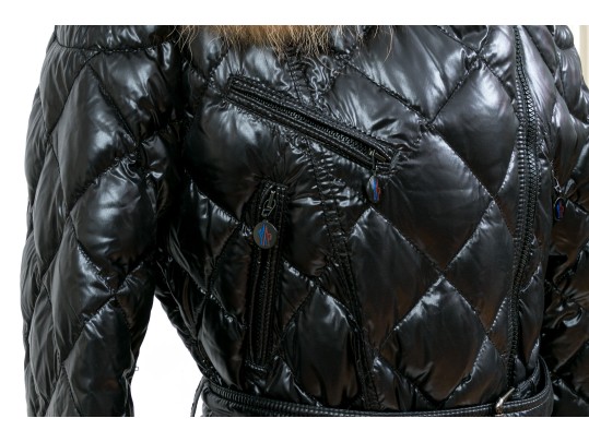 Moncler Beautiful Black Quilted Down Parka, Belted With Hood