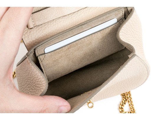 Chloe Chic Small Ivory Leather Flap Shoulder Bag, Chain Strap