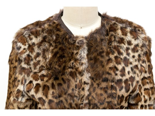 Linda Richards NY Beautiful Raccoon And Rabbit Leopard Print Jacket, Size S