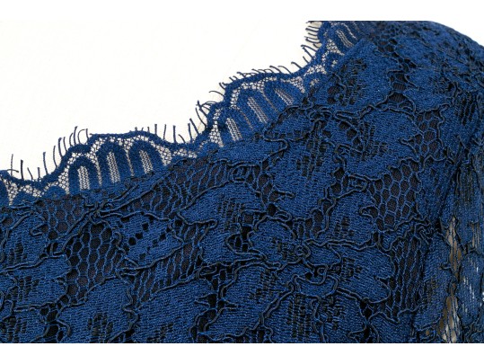 Diane Von Furstenburg Classic Navy Blue Long Sleeve Lace Sheath, Size 4