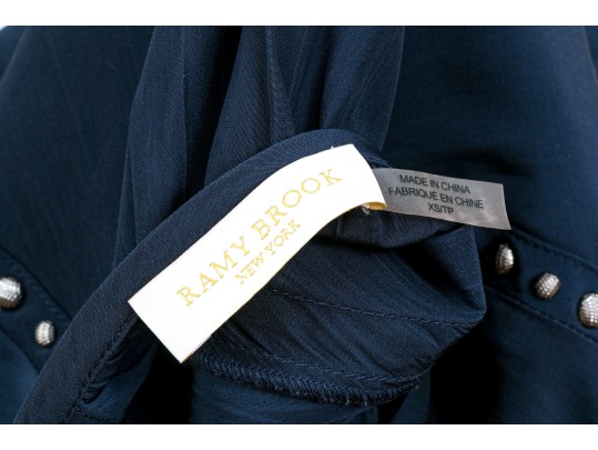 Ramy Brook Striking Navy Blue Studded Blouse, Size XS