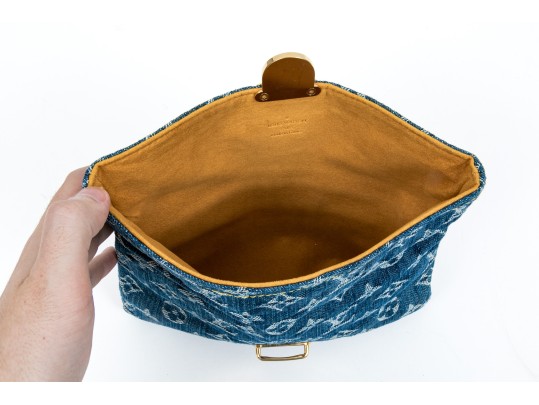 Louis Vuitton Fabulous Denim Logo And Suede Lined Bag