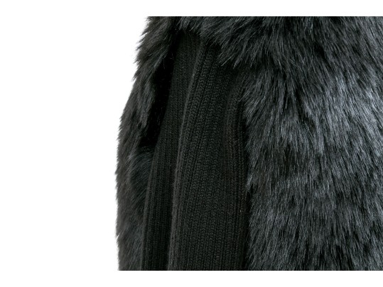 Ramy Brook Stunning Black Faux Fur Sweater Jacket, Size XS