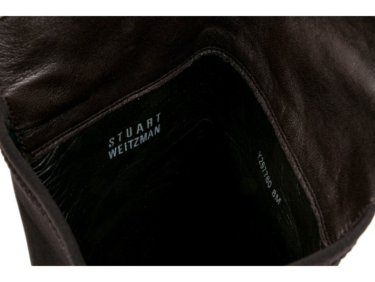 Stuart Weitzman Handsome Brown Leather And Stretch Knee High Pull On Boot, Size 8M