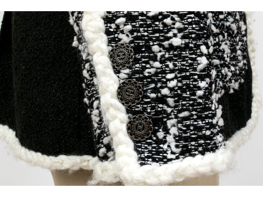Chanel Striking Black And White Tweed Jacket, Size 36