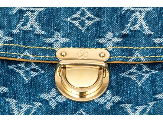 Louis Vuitton Fabulous Denim Logo And Suede Lined Bag