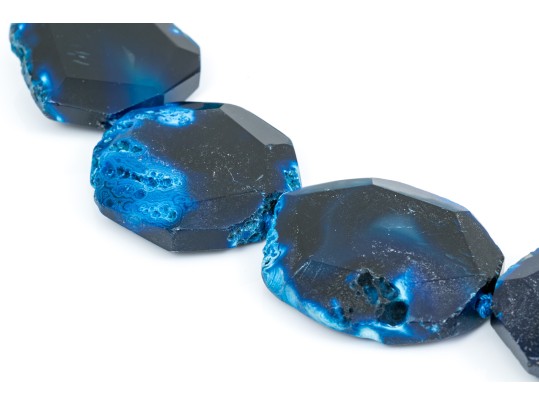 Sarah Kennedy Stunning Chunky Blue Druzy, Agate And Bead Partial Torsade Necklace