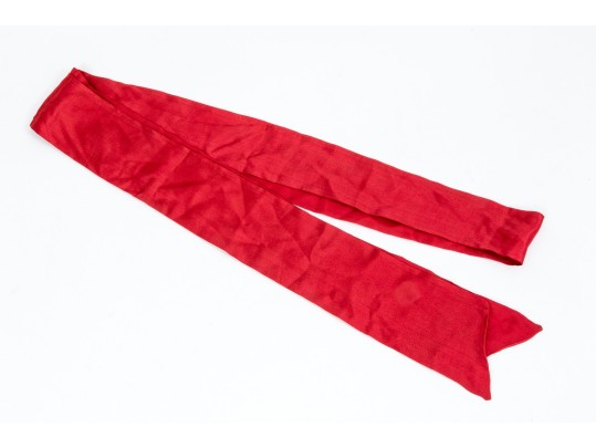 Gucci Beautiful Red Silk Ultra Long, Narrow Scarf And/or Belt