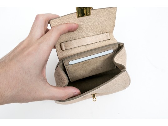 Chloe Chic Small Ivory Leather Flap Shoulder Bag, Chain Strap