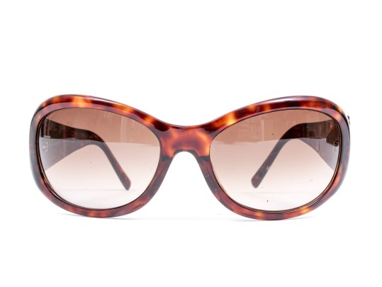 Bulgari Beautiful Bedazzled Tortoise Acrylic Sunglasses, With Case