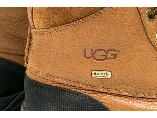 Ugg Fabulous Shearling Lined Brown Leather Outdoor Boots, Vibram Treads, Size 7