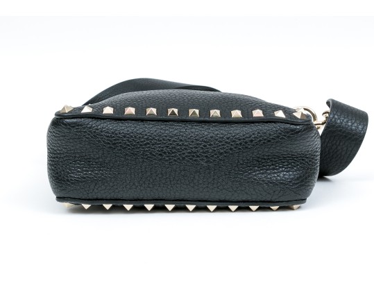 Valentino Bold Studded Black Leather Shoulder Bag