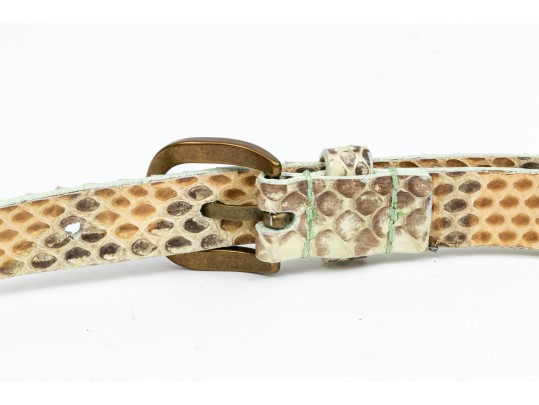 Etro Lovely Pair Of Two Narrow Belts, Leather And Snakeskin Grains