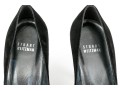 Stuart Weitzman Impactful Black Suede Gathered Peep Toe Platform Stilettos, Size 8 M