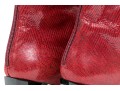 Stuart Weitzman Fun Reddish Burgundy Grained Patterned Back Zip Booties, Size 6 1/2 B