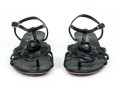 Chanel Beautiful Black Leather Flat Sandals, Camelia Tops, Size 36 1/2