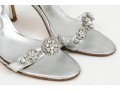 Manolo Blahnik Beautiful Bedazzled Silver Metallic Sandals, Size 38